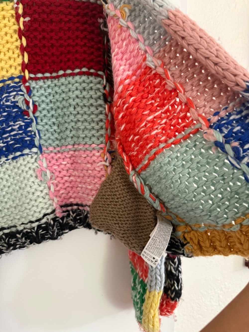 Colorblock Patchwork Chunky Open-Front Cardigan Sweater - Multicolor - Picture 4 of 5